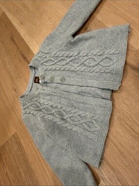 Tea Collection Gray Cable Knit Button-Up Cardigan